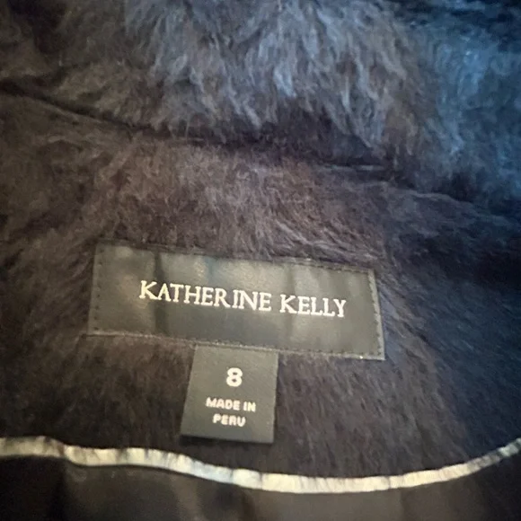 Katherine Kelly alpaca wool blend knee length coat black size 8 old money